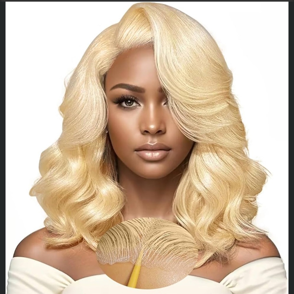 NIB FABA 613 Human Hair Lace Front Wig, 7x5, Glueless, Wavy Blonde, Pre-Plucked